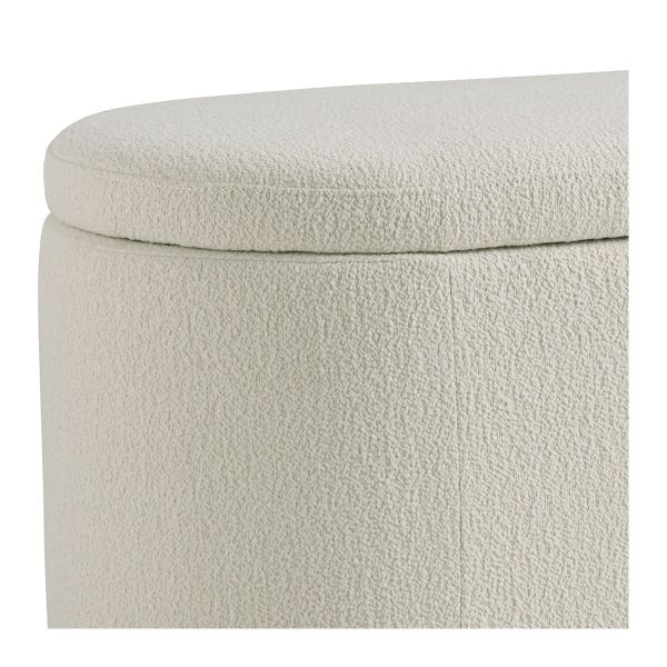 Banco de Almacenamiento en Tejido Bouclé Blanco - Imagen 4