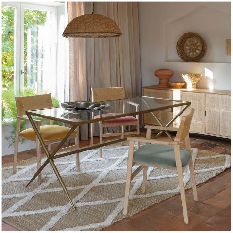 Lámpara de Techo en Perlas de Madera Natural y Dorado Ø65 cm - Imagen 6