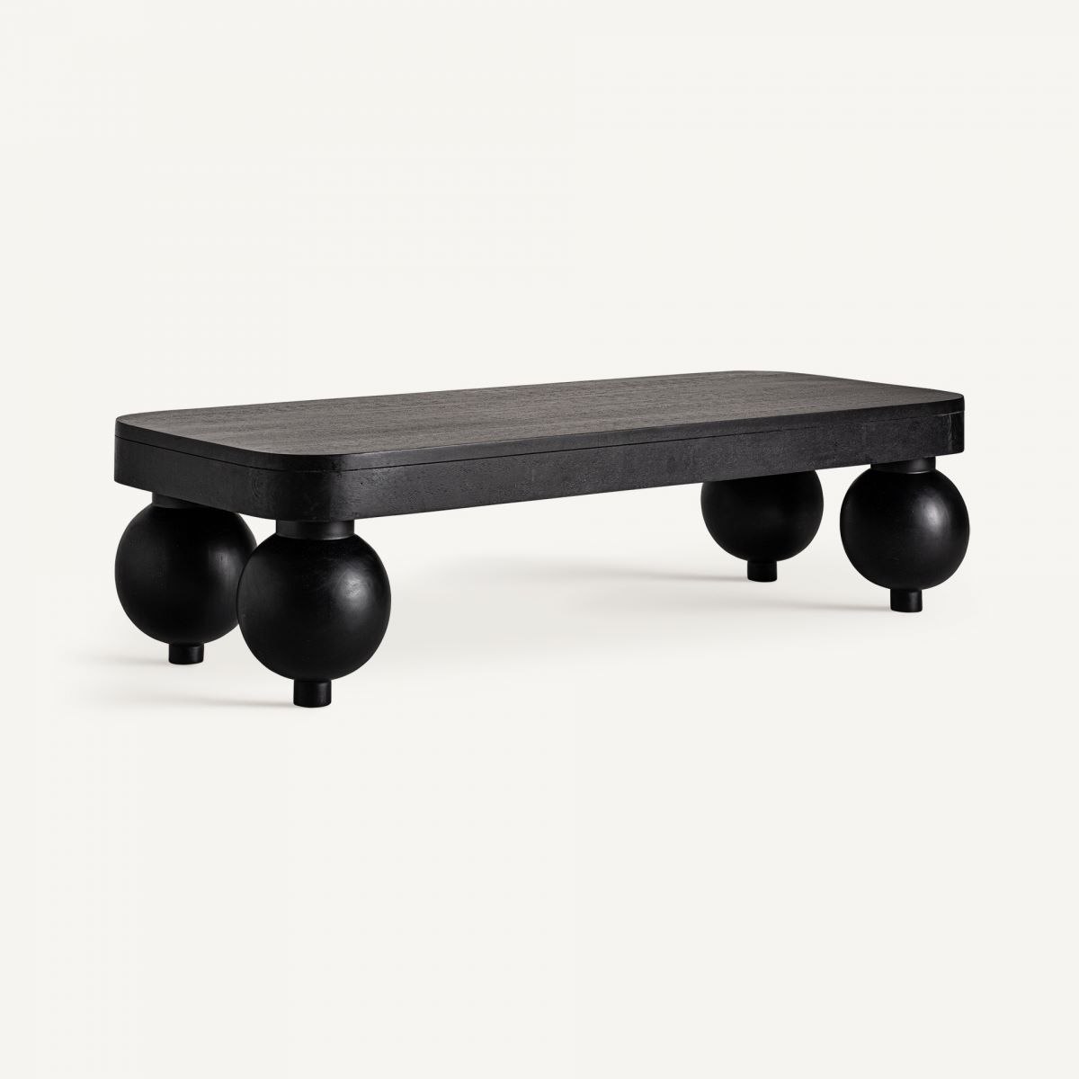 Mesa de Centro Contemporánea con Patas Esféricas en Madera Negra - Imagen 2
