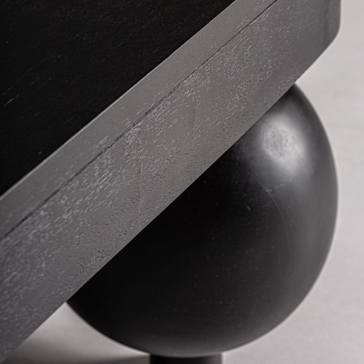 Mesa de Centro Contemporánea con Patas Esféricas en Madera Negra - Imagen 4