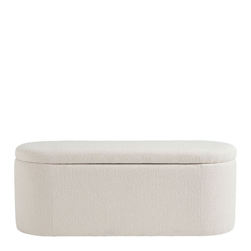 Banco de Almacenamiento en Tejido Bouclé Blanco