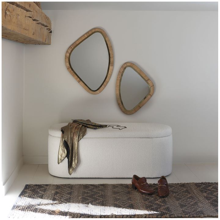 Banco de Almacenamiento en Tejido Bouclé Blanco - Imagen 2