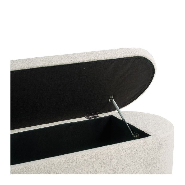 Banco de Almacenamiento en Tejido Bouclé Blanco - Imagen 3